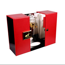 創意皮質雙開門紅酒盒定制豪華單支裝小瓶洋酒木盒通用皮盒展示盒