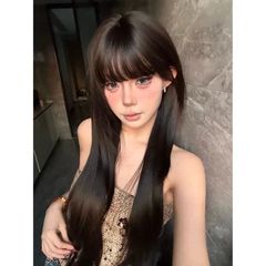 【日漫小魔女】黒長直は髪の高レベルのかつらをシミュレートします。