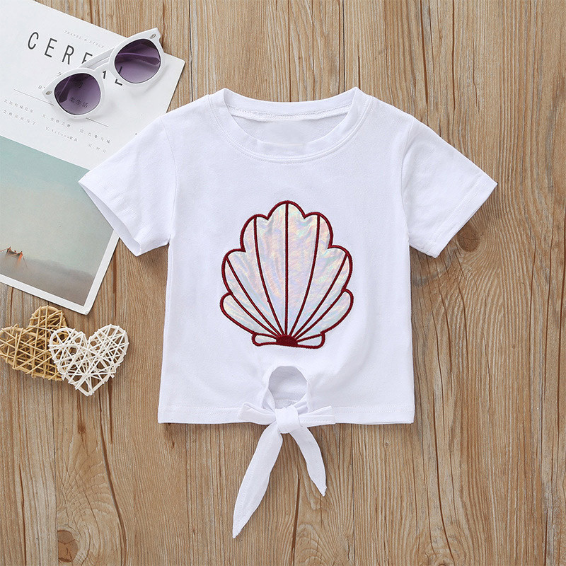 Wholesale Children's Shell Fish Tail Short-sleeved T-shirt Flared Pants Two-piece Nihaojewelry display picture 3