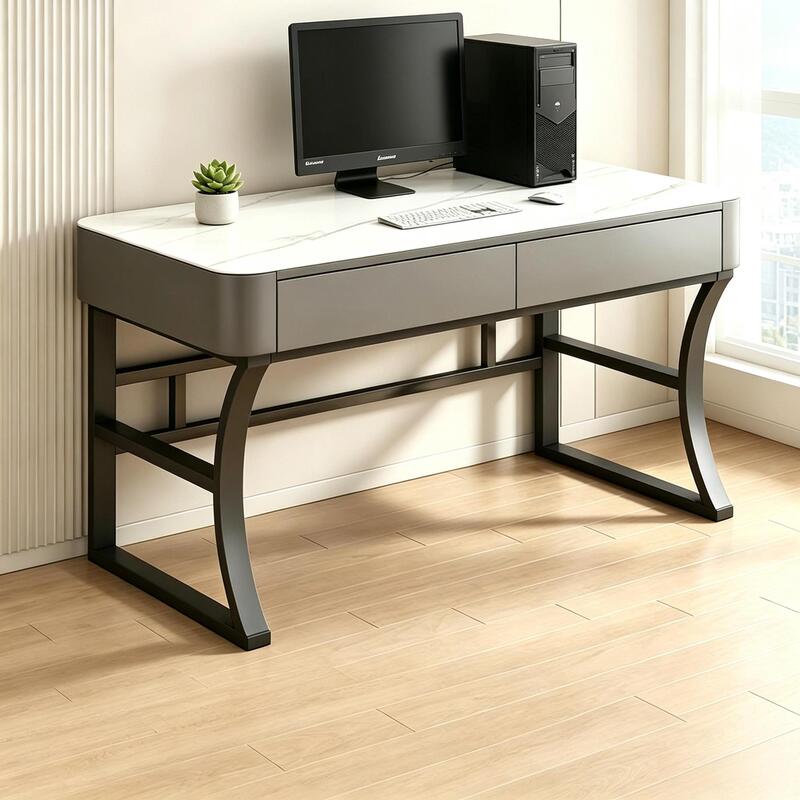Tempered Glass Computer Desk, Home Desk, Light Luxury Modern Bedroom Dressing Table, Desktop Office Desk