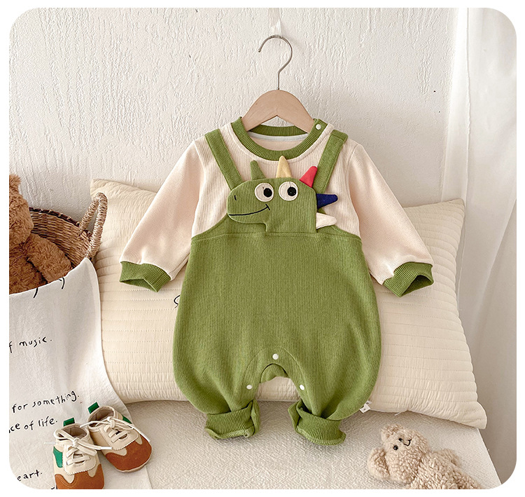 Ensemble barboteuse bébé motif dinosaure deux pièces_voghion.com