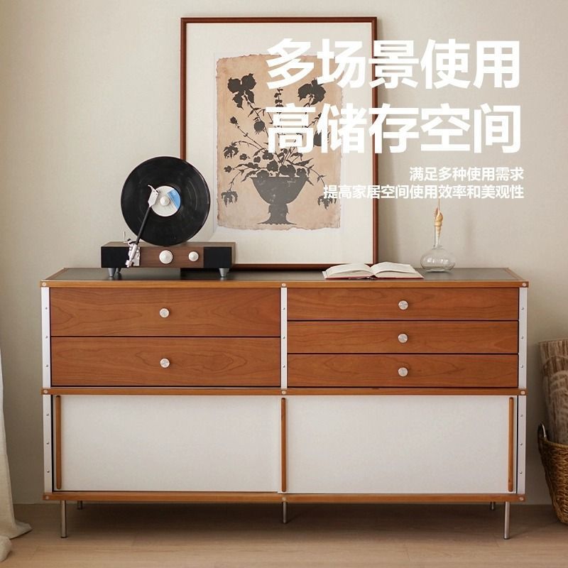 High-End Eames Cupboard Against the Wall Integrated Kitchen Solid Wood Sideboard Storage Bedside Cabinet Heightened and Thickened High-End Eames Cupboard Against the Wall Integrated Kitchen Solid Wood Sideboard Storage Bedside Cabinet Heightened and Thickened