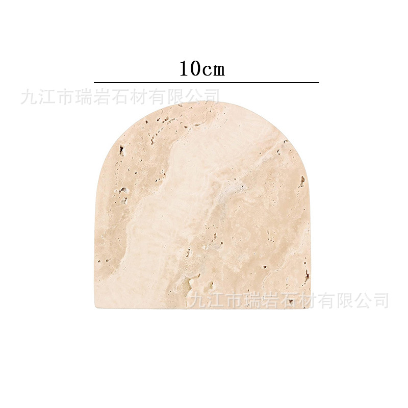 Posavasos de mármol de travertino natural de Amazon transfronterizo al por mayor, posavasos de café de whisky, accesorios de tiro absorbentes