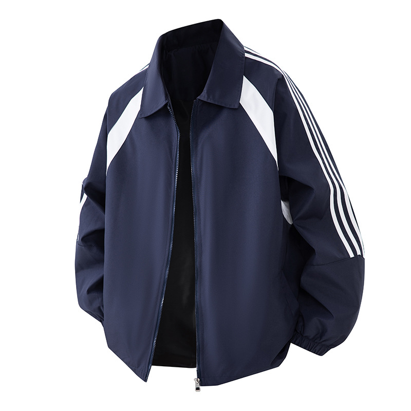 Tres chaquetas transfronterizas para hombres de estilo americano marca de moda de color contrastante empalme chaqueta casual abrigo de collar deportivo suelto primavera y otoño image 7