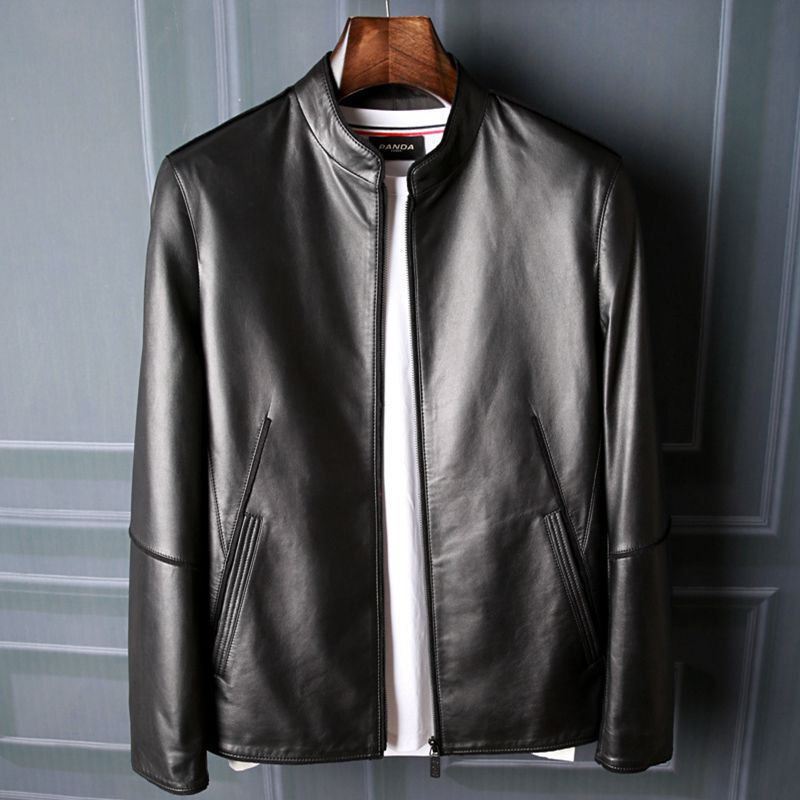 Haining Leather jacket men's thin stand collar jacket genuine leather sheep slim casual jacket men's leather jacket Haining Leather jacket men's thin stand collar jacket genuine leather sheep slim casual jacket men's leather jacket