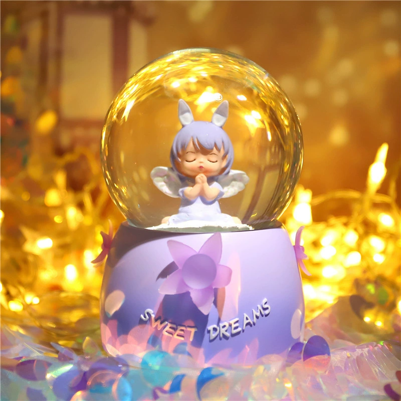 Music glass music box with light for students, creative gift