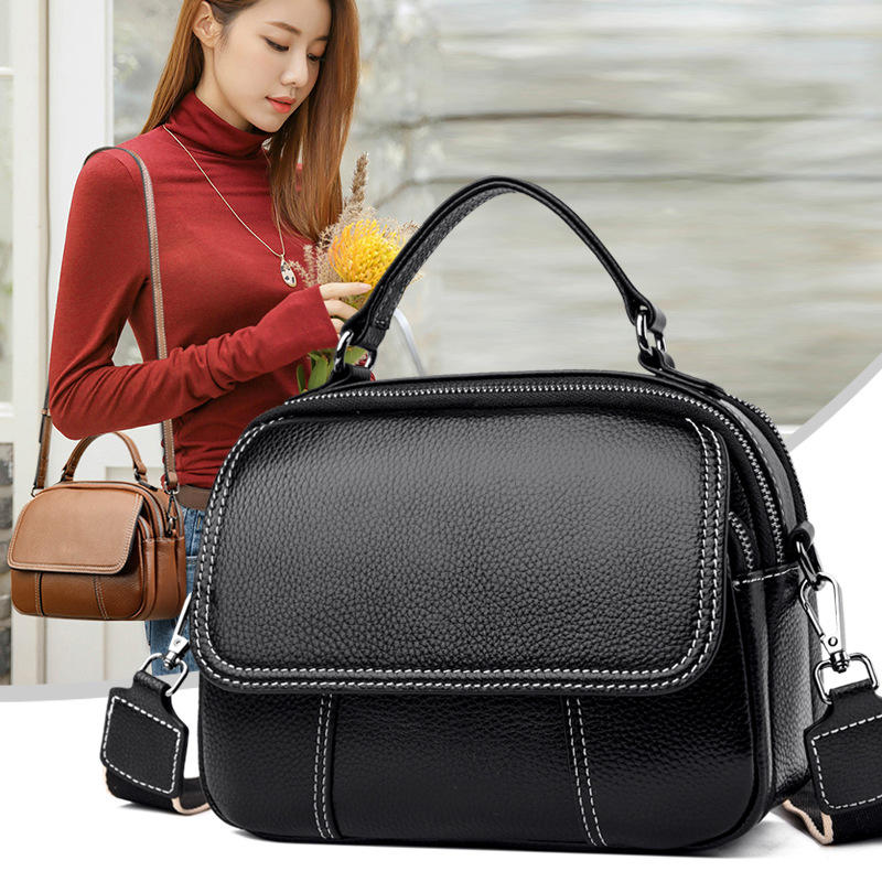 2026 New Model Top Layer Cowhide Bag for Middle-Aged Women, Simple Crossbody Bag, Versatile Handbag, Single Shoulder Soft Leather Women's Bag