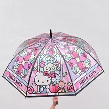 三丽鸥透明雨伞琉璃彩绘长柄直杆伞二次元学生个性摄影街拍道具伞