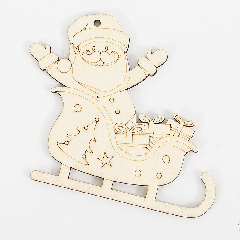 クロスボーダークリスマス装飾 diy 手描き落書き木材チップレーザーカット空白木板クリスマスツリー装飾ペンダント|undefined