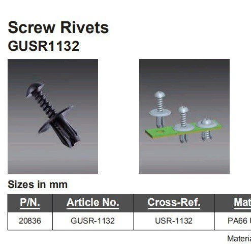 environmental black car rivets, car buckle gusr1132, push into the buckle, expand plastic gum nail