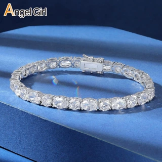 新款铜镶嵌满钻椭圆锆石网球手链女轻奢百搭通勤跨境批发番禺工厂