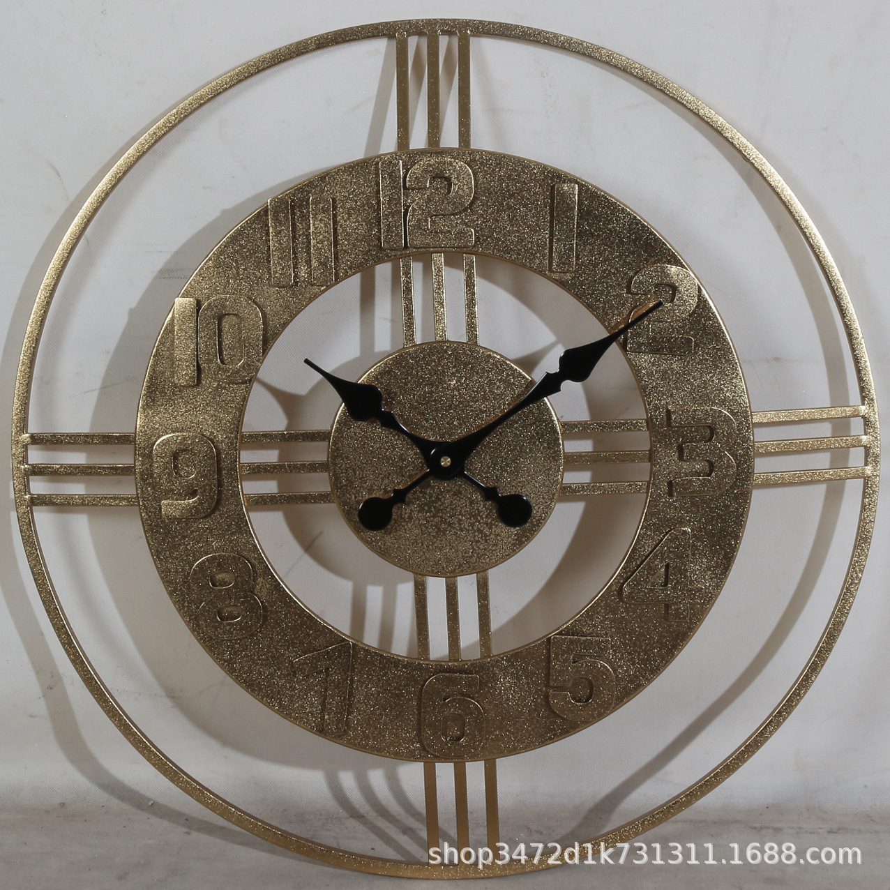 沙发背景轻奢出口静音挂钟 跨境创意铁艺墙钟大尺寸挂壁装饰时钟