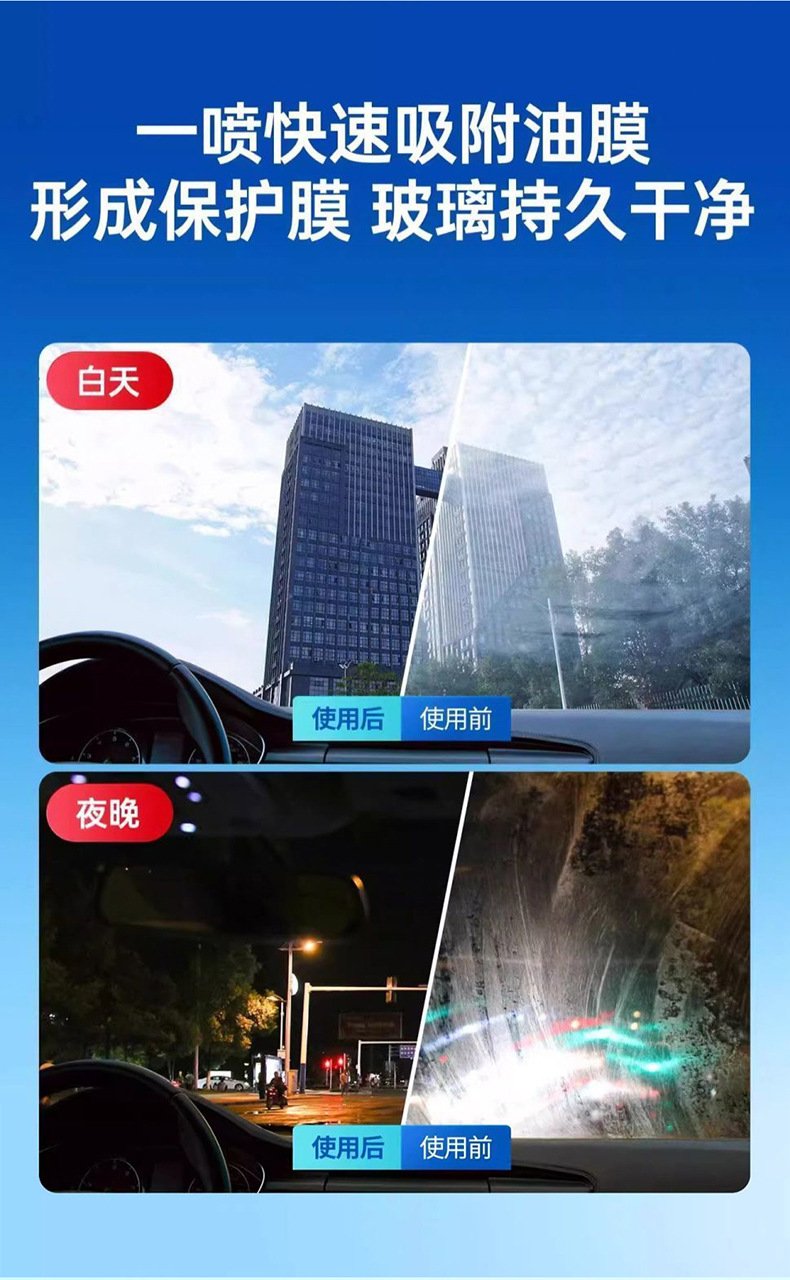 Car Glass Oil Film and Coating Water Stain Cleaner, Windshield Oil Film Remover for Car and Home Use