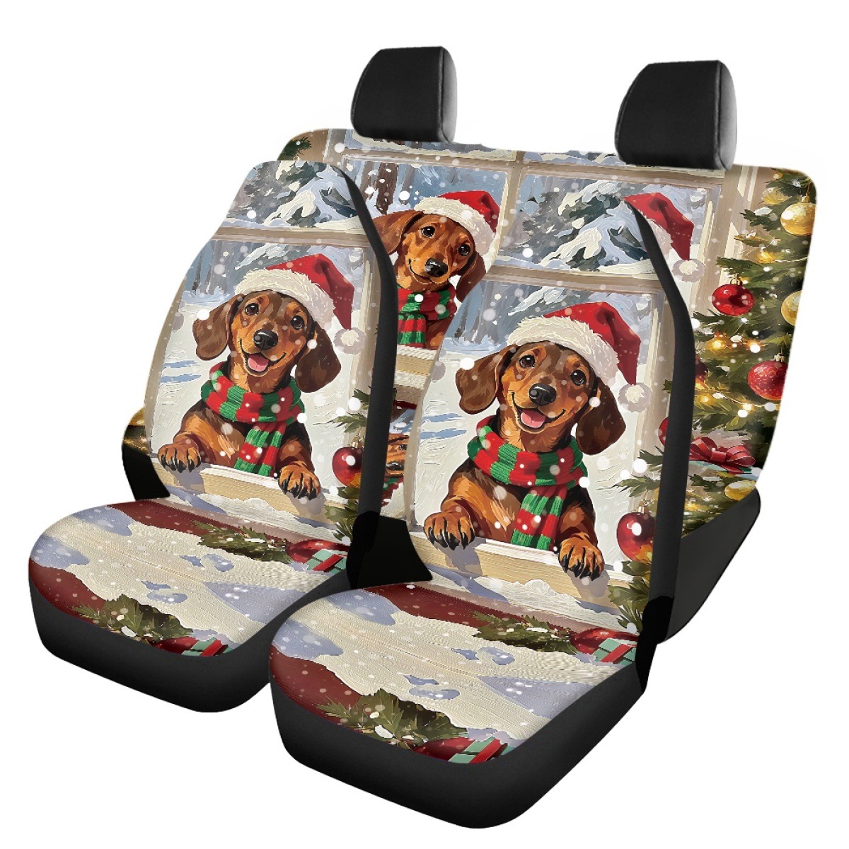 Cross-border Amazon Christmas-themed cat car seat covers, front and rear seat protectors, car interior decorations