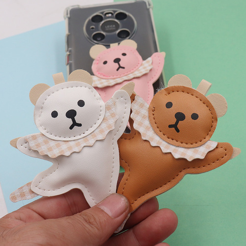 Factory direct selling cute and cute ballet leather bear keychain women's bag pendant accessories wholesale