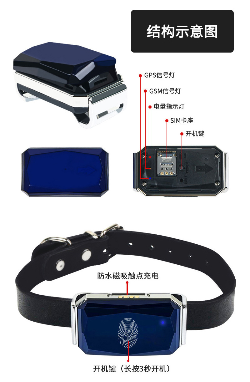 G12 Wearable Waterproof Pet Cat and Dog Gps Locator for the Elderly and Children Anti-Lost Smart Collar Alarm Tracker