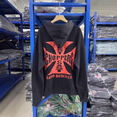 West Coats重磅vintage erd风格做旧拉链连帽卫衣帽衫男女潮牌ins