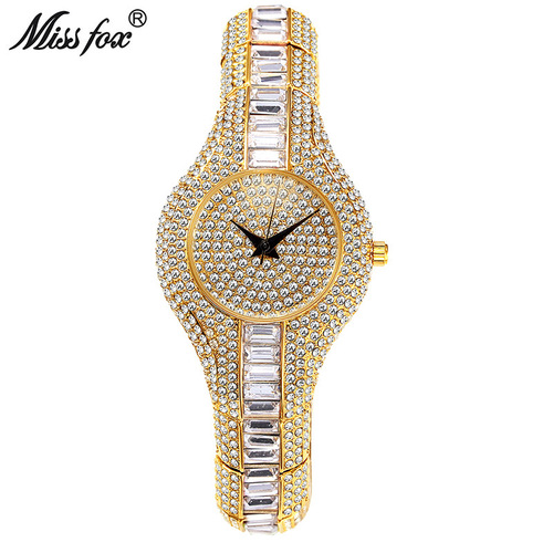 Alibaba.com Hot Selling Diamond Accented Stone Full Diamond Fashion Watches European High-End Women's Watches Factory Dropshipping