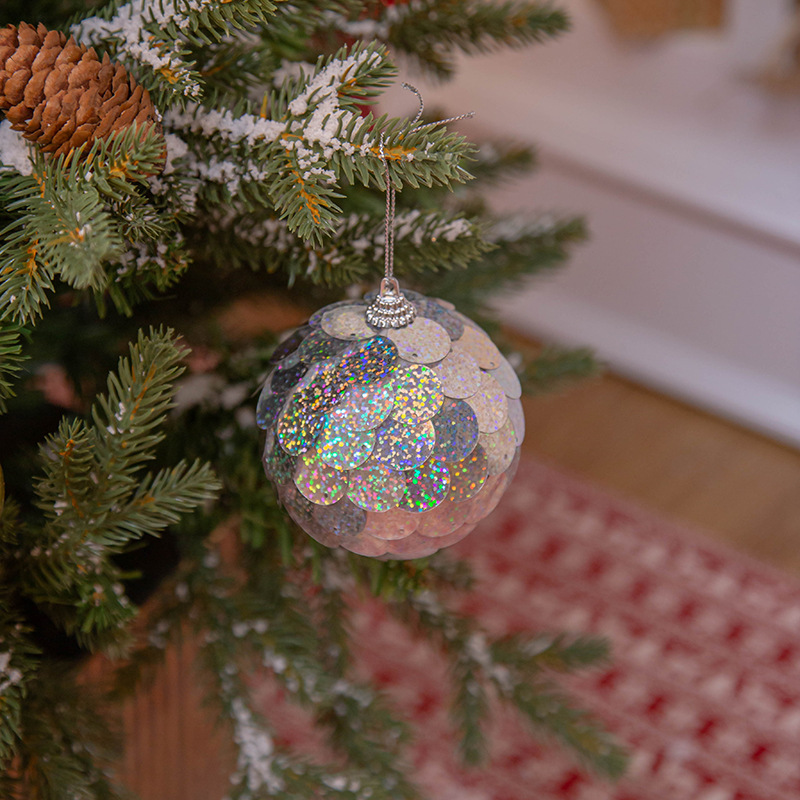 8CM Navidad de color esquinilla escala de pescado ventanas de bolas de Navidad adornos de árbol de Navidad colgantes en stock fábrica al por mayor