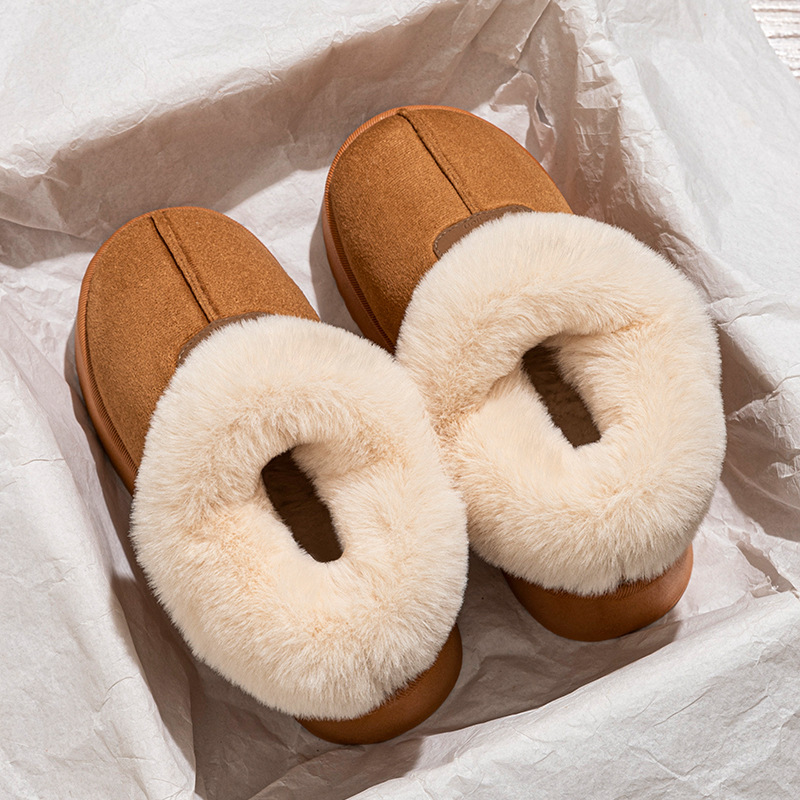 Thick-Soled Outer Snow Boots, Cotton Shoes, Cotton Slippers for Women, Home Cotton Slippers for Women, Autumn and Winter Velvet Toe-Toe Slippers for Women, Warm Shoes