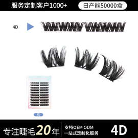 跨境假睫毛外贸贸易欧美分段朵毛睫毛浓密黑梗柔软自嫁接 睫毛4D