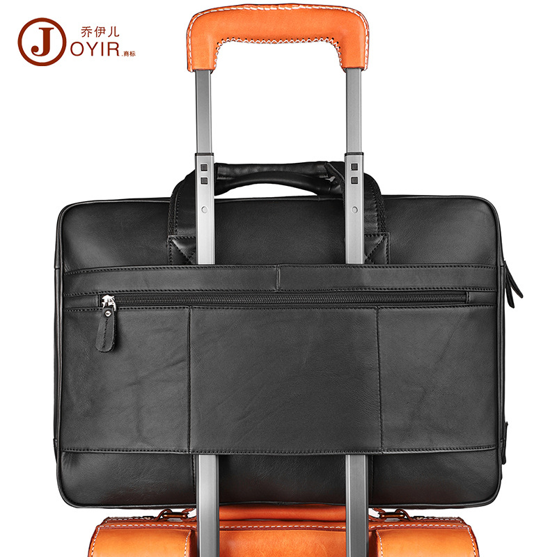 商务通勤手提包跨境新品17寸大容量旅行斜挎电脑包真皮男包公文包