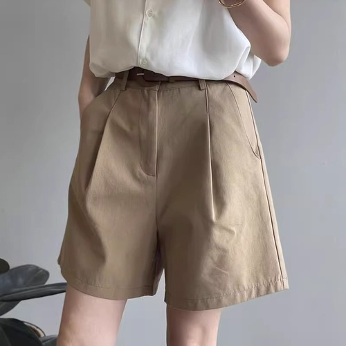 Women's Summer 5-inch Short Pants Business Suit 2025 New Casual High-waisted Slimming Loose A-line Wide-leg Pants