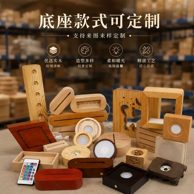 Solid Wood Luminous Crystal Base USB Interface 5V Switch Wooden Luminous Base Night Light Solid Wood Round Lamp Base Solid Wood Luminous Crystal Base USB Interface 5V Switch Wooden Luminous Base Night Light Solid Wood Round Lamp Base