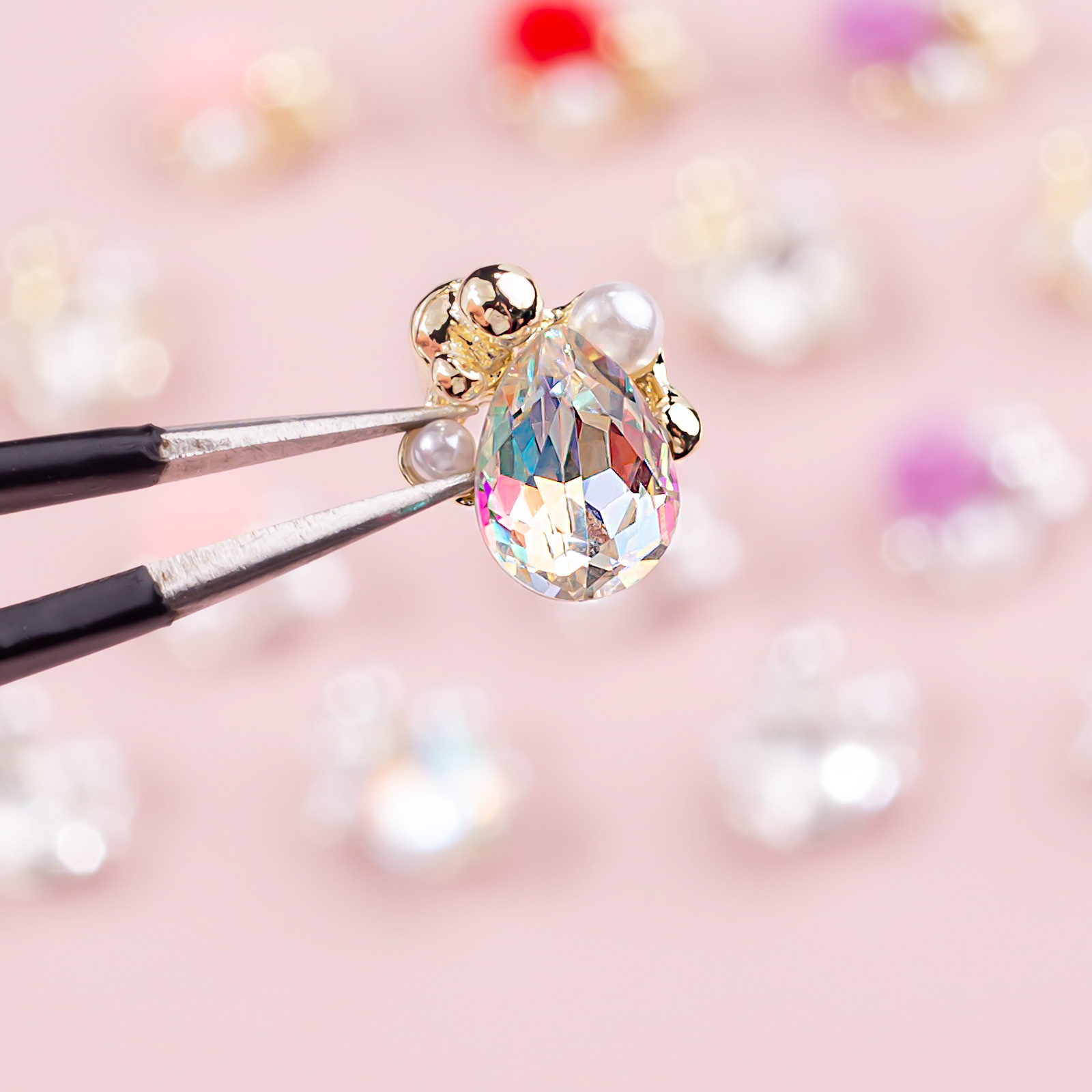 Nueva decoración de uñas, diamantes, camelia, accesorios de uñas, montones de rosas, accesorios de diamantes, uñas, joyas de uñas