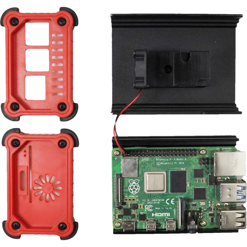 树莓派4B散热外壳全新新款防水防尘防震4代被动导热散热带风扇