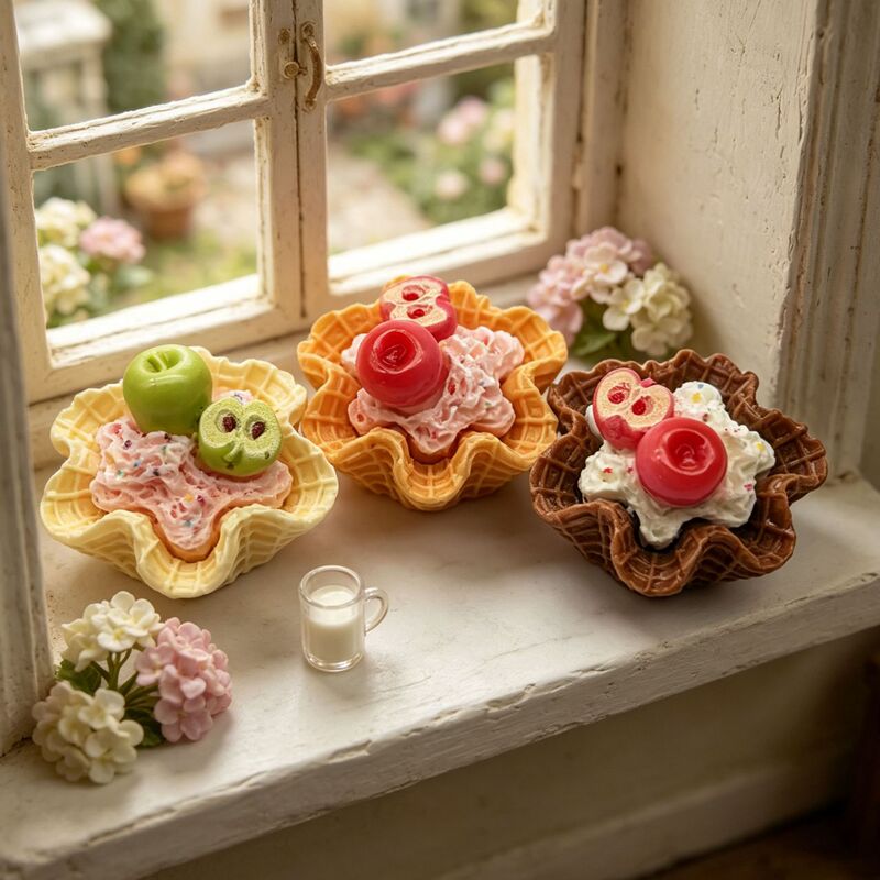 Miniature Apple Pie Waffle Cake with Lace Trim, Food Toy Keychain Pendant, DIY Jewelry Accessories, Refrigerator Magnet Miniature Apple Pie Waffle Cake with Lace Trim, Food Toy Keychain Pendant, DIY Jewelry Accessories, Refrigerator Magnet