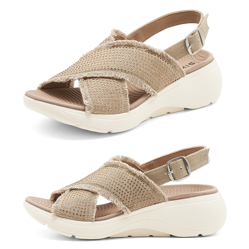 398-12 Inventario 2025 nuevo tipo de diamante de fondo grueso ligero antideslizante cómodo ocio MD sandalias deportivas de hebilla