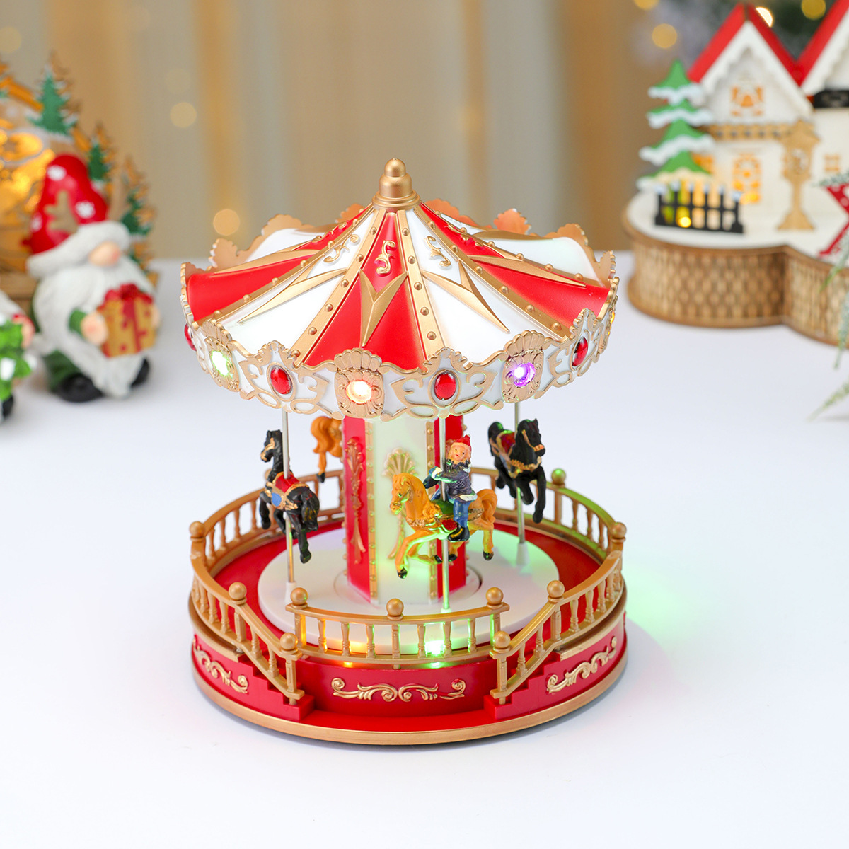 Nuevo cinturón luminoso Santa caja de música de Navidad caja de sonido carrossel regalo de Navidad decoración