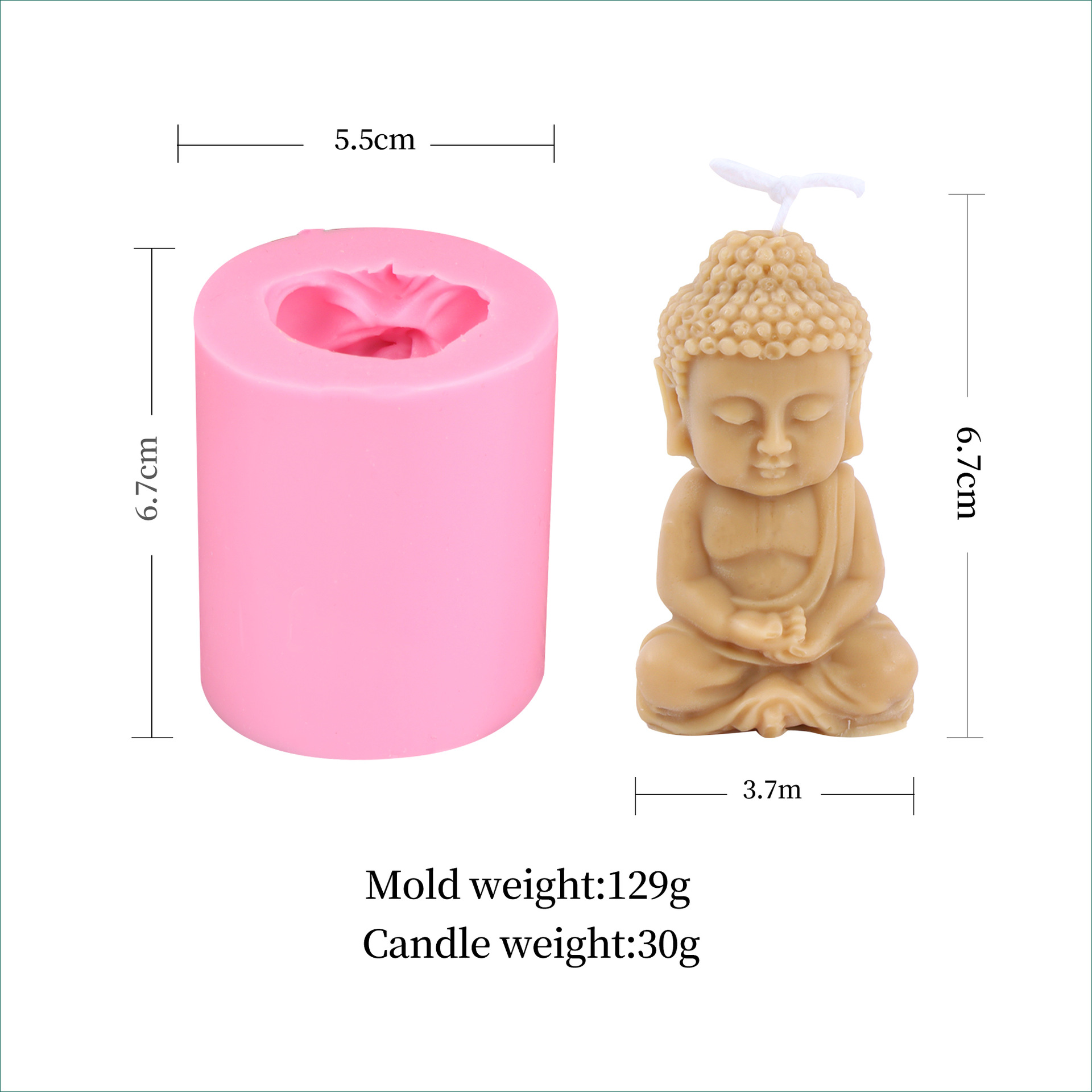 Simulación Buda vela molde silicona DIY meditación oración Buda vela molde hecho a mano jabón yeso fondant molde