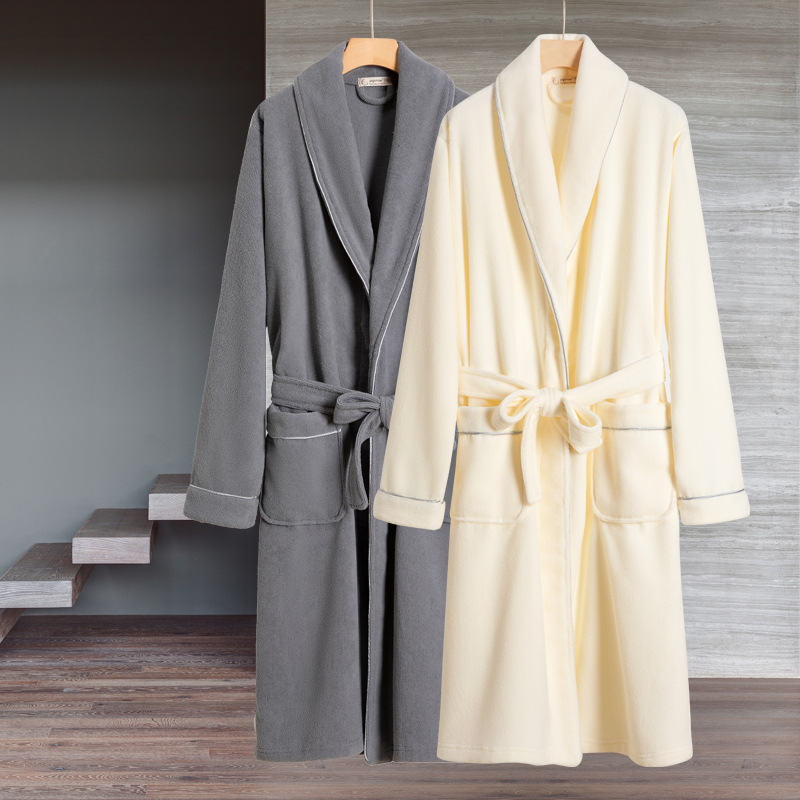 Bathrobe Towel Material Men's Winter Hotel Bathrobe Couple A Pair Of Ladies Nightgown Water-absorbing Quick-drying Lapel Spring And Autumn
