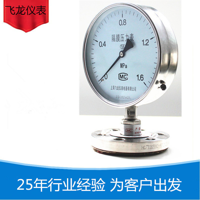 隔膜压力表 衬四氟压力表可做耐震上海厂家制造0-1.6Mpa