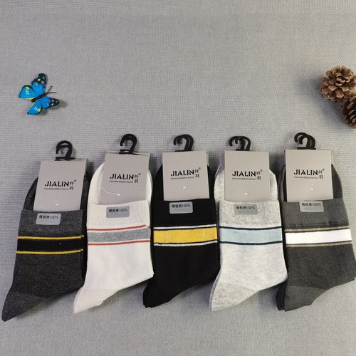 Summer, Autumn and Winter Men's Mid-Calf Mesh Casual Socks Wholesale Colorful Solid Color Fashion Business Trendy Cotton Socks