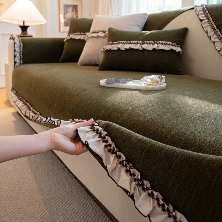 Sofá de estilo medieval francés sala de estar almohadilla toalla de respaldo Schneider cuatro estaciones cubierta de sofá universal almohadilla tela antideslizante