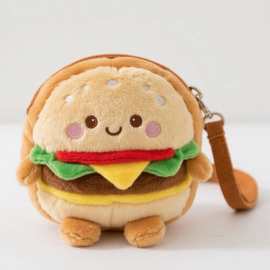 热销新款汉堡造型毛绒包 可爱搞怪零食包 创意软萌手机挎包