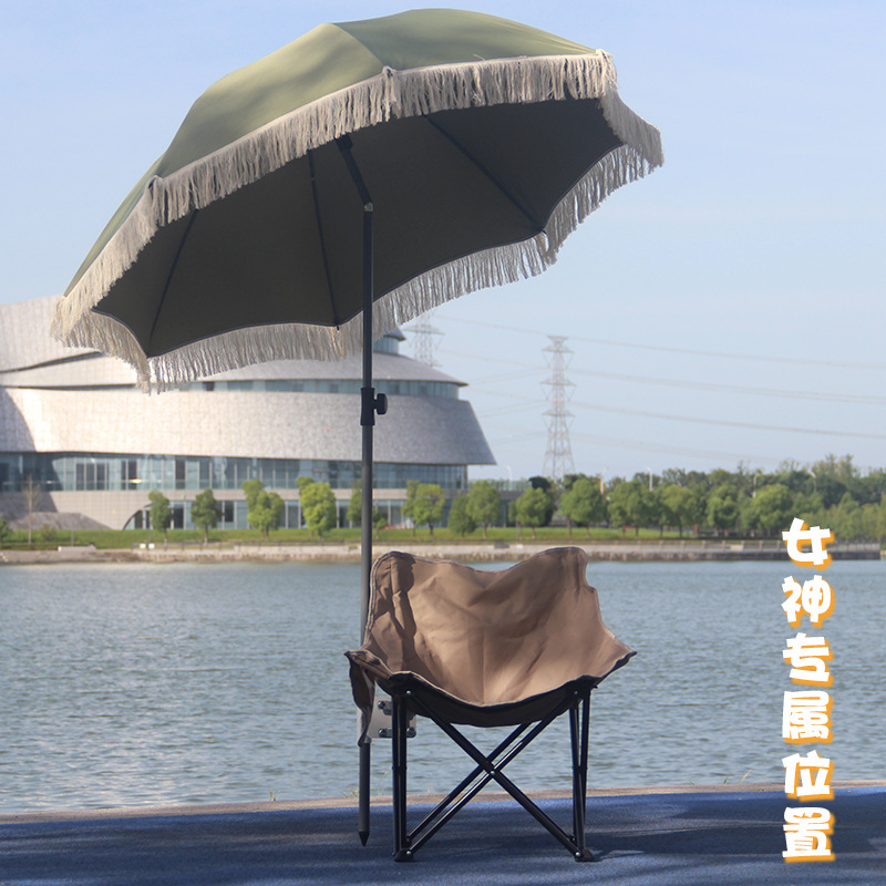 New Outdoor Sun Umbrella, Moon Chair, Parasol, High-End Special Retro Tassel Umbrella, Street Stall, Camper Umbrella