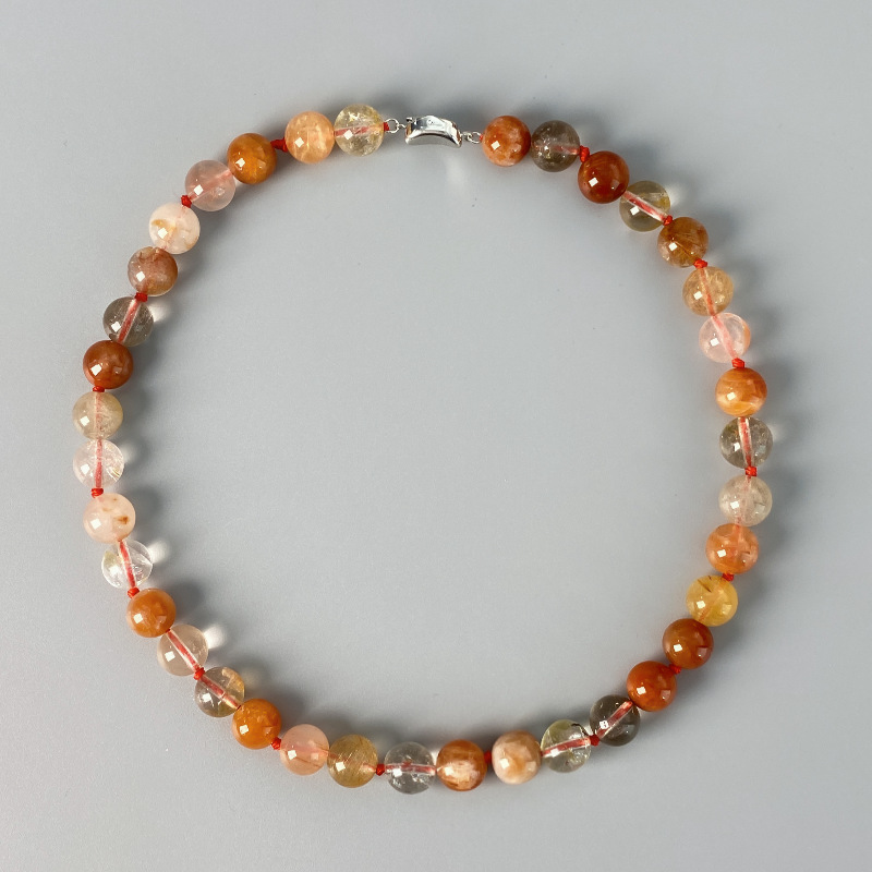 Beaded Design Elegant Color Block Natural Stone Copper Necklace In Bulk