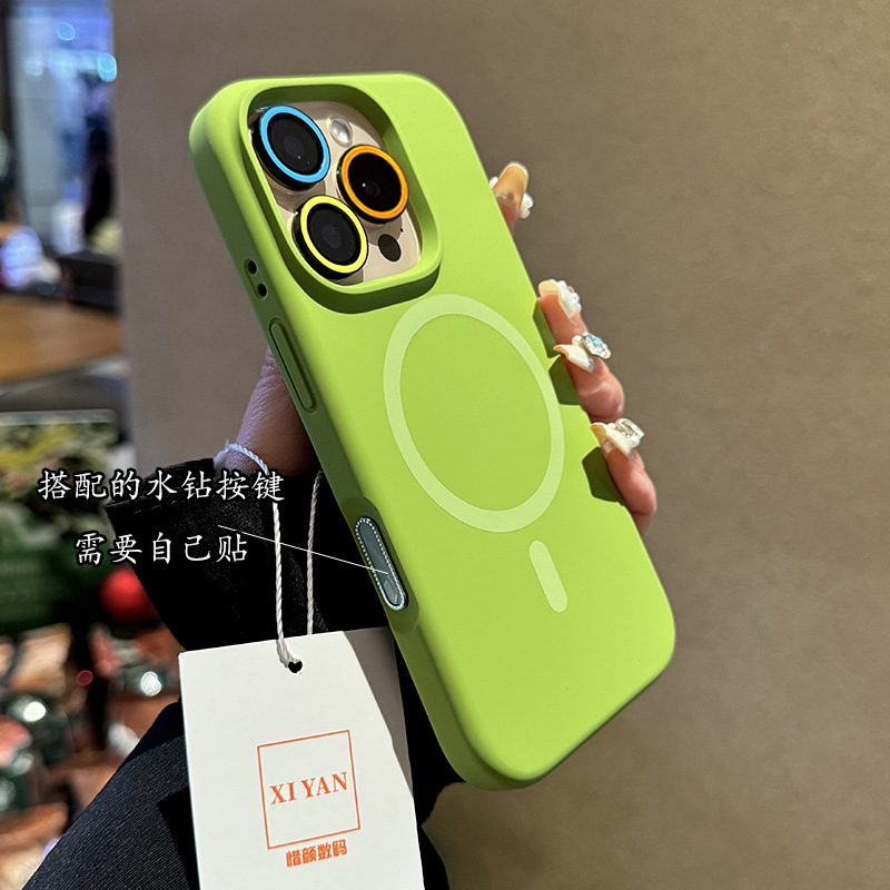 iphone16promax 携帯電話ケース液体レンズ保護 Apple 15Pro 強力な磁気携帯電話ケース ins スタイルソリッドカラー 14PM 落下防止保護ケースハイエンド 13Pro カップルケースに適しています|undefined