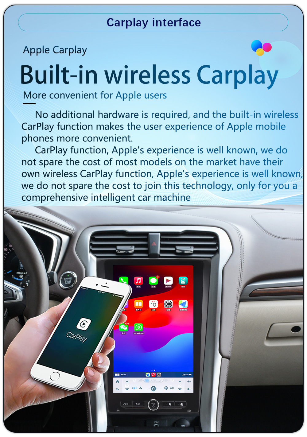 Suitable for 2013-2019 Ford Mondeo Android Large Vertical Screen Carplay Car Navigation All-In-One Machine