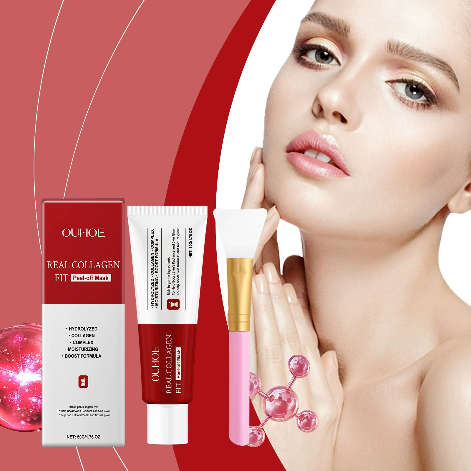 OUHOE коллагеновая разрывная маска питает увлажняющую и нежную кожу упругость, повышает эластичность и естественный блеск