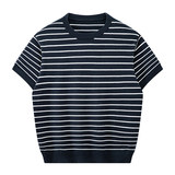 ZY8103T-B老钱风条纹圆领针织短袖通勤百搭夏季时尚简约T恤，男装针织衫/毛衣，星座614