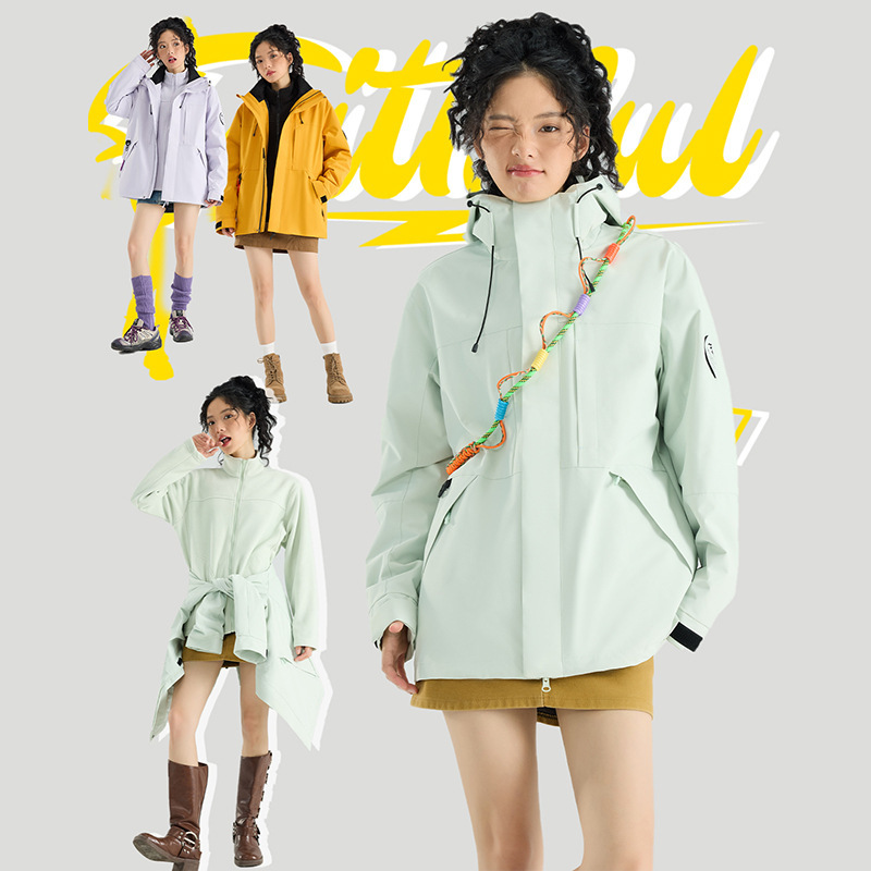 Live Popular 26188 Camel Same Style Three-In-One Jacket Couple Two-Piece Jacket Jacket Windproof