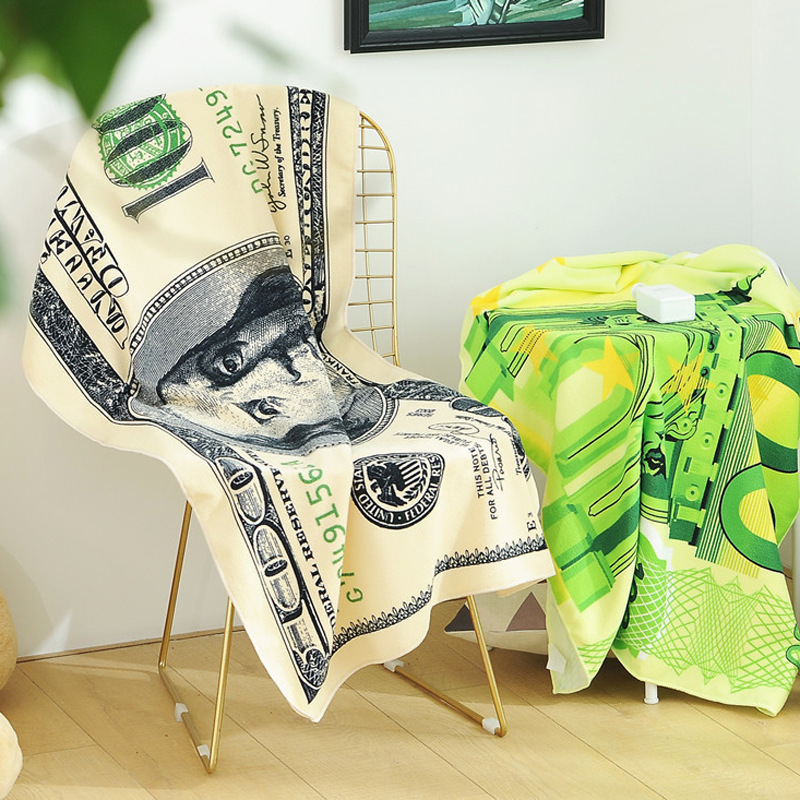 Us Dollar Euro Beach Towel Quickly Absorbs Water and Dustproof Beach Shawl Bathrobe 70*140 Square Beach Towel