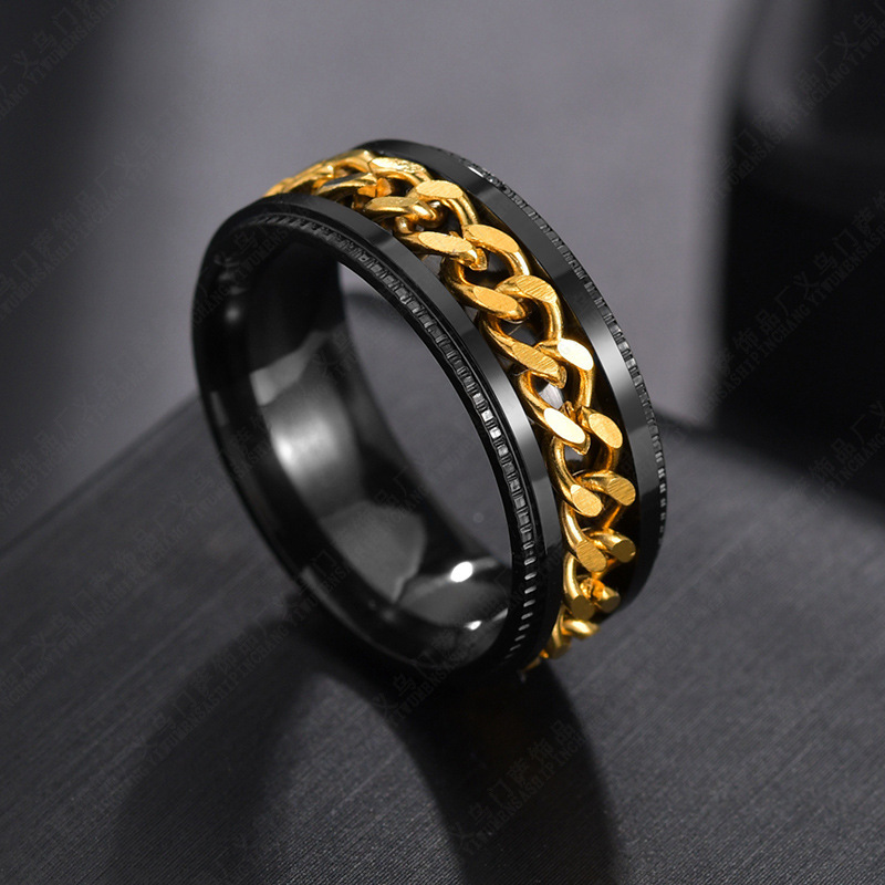 Men's Gender Simple Style Solid Color Chains Print 304 Stainless Steel Men's Rings