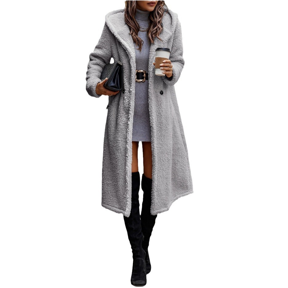 Damenbekleidung High-End-Windjacke aus Plüsch mit Kapuze für Damen, langer Mantel, Hot Girl-Windjacke für Damen_voghion.com