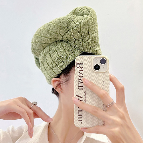 Internet celebrity plaid hair drying cap double-layer thickened women's strong water-absorbent and quick-drying new shower cap and turban hair scrubbing towel